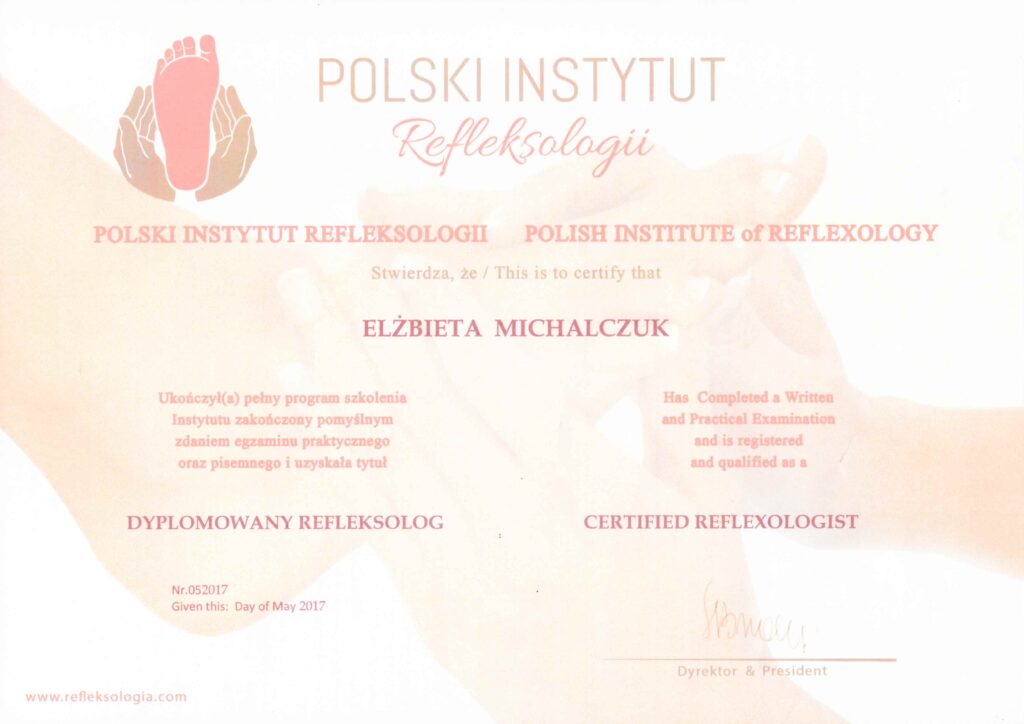 certyfikat refleksologia