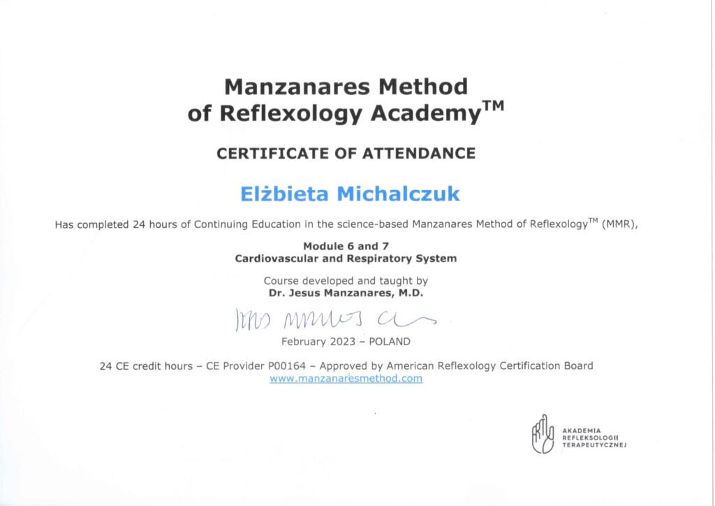 refleksologia certyfikat
