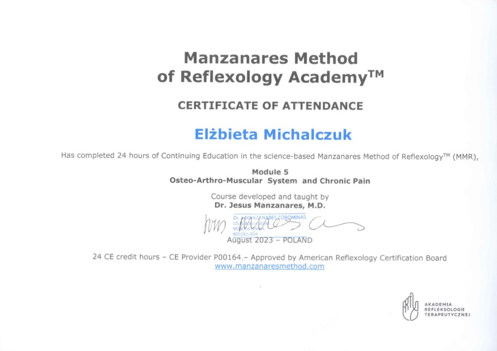 refleksologia certyfikat