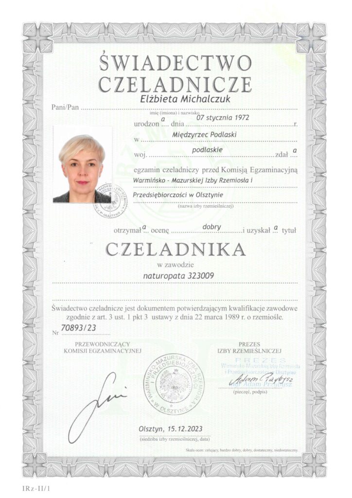 refleksologia certyfikat